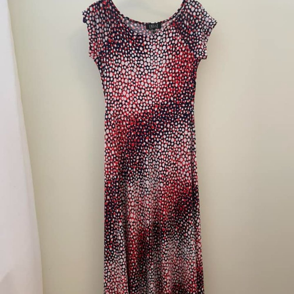 Blue, Red, and White Lbisse Maxi Dress